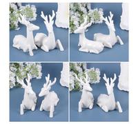 Healifty 1 Pair Couple Deer Ornament Car Interior Decor Home Decor 3.94x1.97x4.72 Inch Ceramic White Glazed Porcelain Vivid Design for Friends Who Have A Car