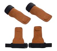 Healifty 1 Pair Leather Wrist Guard Hand Grip Gloves for Pull-ups and Weightlifting, Non-slip Fitness Straps with Palm Protection, Small Size Brown for Gym Training and Strength Exercises