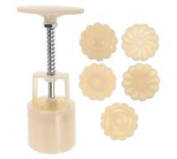 Healifty 1 Set 50G 3D Mooncake Mold 3D Flowers Hand Pressure Fondant Dessert Moon Cake Mould with Stamps for DIY Baking Accessories (White)