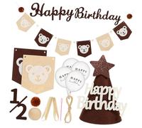 Healifty 1 Set Happy Garland Birthday Decorations with Adorable Cone Hat Balloons Easy to Up Safe Materials for Indoor Outdoor Celebrations