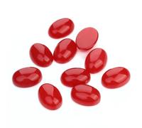 Healifty 10 Pcs Red Agate Oval Cabochons, Flat Base Stone Time Jewellery Accessories for Ring Surface Decor, DIY Craft, Delicate Loose Gemstones