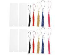 Healifty 10 Sets Acrylic Rectangular Bookmarks with Mini Macrame Tassels, DIY Blank Book Page Markers for Reading and Craft Projects, Office and School Supplies