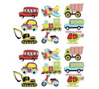 Healifty 100 Pieces Wooden Buttons 1.18 Inch Mixed Color Car Plane Train Designs for Handmade Clothes Sewing and Craft Use