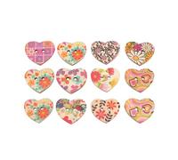 Healifty 100pcs Heart-Shaped Wooden Buttons Clothes Button Creative Handcraft Tools Delicate Style Assorted Color Fine Workmanship Environmental Protection Water Paint for DIY Sewing