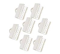 Healifty 100pcs Metal Ribbon Ends Bracelet Bookmark Pink Clamp Cord Ends Fasteners Clasps Leather Crimp Ends for Jewelry Craft Making 1cm (Silver)