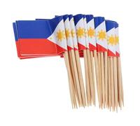 Healifty 100Pcs Philippines National Flag Dessert Picks Decorative Fruit and Cake Toppers for Parties Eye Catching Cocktail Toothpicks for Beach and Themed Celebrations