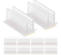 Healifty 100PCS Plastic Sign Holders Clips for Retail Display, Tabletop Card and Price Tag Stands, Self-Adhesive Name Tag and Advertising Label Clips for Restaurant and Counter Use