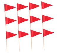 Healifty 100pcs Red Mini Triangle Toothpick Flags for Food Marking Party Decorations and Cheese Markers Secure Fit Cupcake Toppers for Fruit and Appetizers Strong and Stylish Food Flags