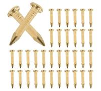 Healifty 100pcs Solid Copper Nails 100pcs - Small Round Head Picture Frame Hanging Nails for Woodworking, Furniture Crafting, Carpentry, DIY Projects, Anti-Rust Copper Furniture, Golden Finish