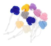 Healifty 10pcs Adjustable Knitted Mini Pet Chicken Hats, Comfortable Small Hen Hat Ornaments for Party Decoration and Pet Supplies Assorted style
