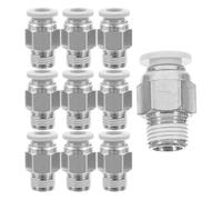 Healifty 10pcs Air Hose Quick Connect Fittings Push in Connectors with 1/8' Npt Thread and 6mm Outer Diameter, Adaptable Nickel Plated Brass and Abs Material for 3D Printer and Air