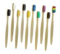 Healifty 10pcs Bamboo Toothbrush Travel Soft Bristles Toothbrushes for Hotel Random Color