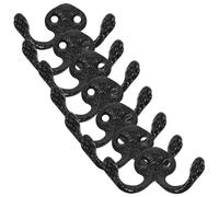 Healifty 10pcs Black Iron Heavy Duty Coat Hooks Wall Mounted Hanger Hooks with Double Prongs Vintage Charm and Antique Finish for Clothes Towels and Keys Storage