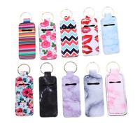 Healifty 10pcs Clip-on Lipstick Keychain Holder Neoprene with Ring