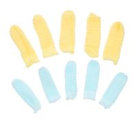 Healifty 10pcs Dog Finger Toothbrush Set for Large Breeds, Dual-Color Yellow and Sky Blue, Soft Silicone Pet Toothbrush for Effective Teeth Cleaning and Plaque Removal, Suitable for Dogs