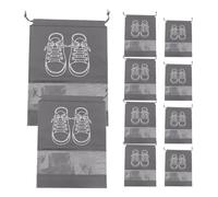Healifty 10pcs Drawstring Shoe Storage Bags Set, Thickened Non-Woven Fabric with Window, Large and Small Grey Dustproof Organizer Pouches for Travel and Home Use