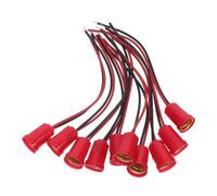 Healifty 10pcs E12 Mini Bulb Socket Holder with Red Plastic Body and Pre-wired Leads, Quick Installation and Easy Soldering for Indicator Lights and Mini Bulbs, for Dining Room and Wall