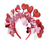 Healifty 10Pcs Glitter Heart Headbands Comfortable and Secure Fit Heart Shaped Headpieces for Valentine's Day Weddings and Parties Stylish Cupid Decor Red