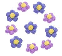 Healifty 10pcs Handmade Crochet Puff Flower Brooch Hairpin DIY Accessories Set for Crafting, Random Color Wool Yarn Floral Decoration for Clothes and Headdress