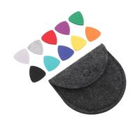 Healifty 10pcs Heart-shaped Felt Ukulele Picks Soft Noise-reducing Guitar Bass Picks with Round Felt Holder Bag for Portable Music Accessories