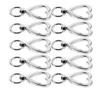 Healifty 10pcs Heart-Shaped Lobster Claw Keychain Clips Made of Sturdy Metal with Spring Clasp Structure, Easy to Attach and Detach, for Keys, Charms, Handbags and Wristlets