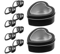 Healifty 10pcs Heart-Shaped Tin Boxes with Lids Black Window 60x59x27mm Wedding Candy Packaging Boxes for Valentine's Day Party Chocolate Containers
