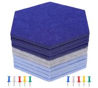 Healifty 10pcs Hexagon Felt Pin Board Tiles 9mm Thick Self-Adhesive Wall-Mounted Bulletin Boards for Office Classroom Home Decor with Multi-Color Push Pins