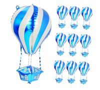 Healifty 10pcs Hot Air Balloon Foil Balloons Design Bright Colors Themed Party Decorations for Showers Birthdays Classroom Events