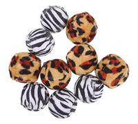 Healifty 10pcs Leopard Print Plush Cat Balls with Catnip, Indoor Interactive Kitten Play Chase Training Pet Balls for Cats Random Color