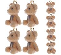 Healifty 10pcs Light Coffee Flocking Bear Charms for Jewelry Making DIY Necklace and Bracelet Pendants Craft Accessories