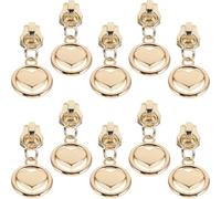 Healifty 10pcs Light Gold Metal Heart Zipper Pulls Replacement Set for Jackets Bags Backpacks Sturdy Zipper Repair Sliders Suitable for Clothing and Luggage