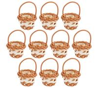Healifty 10pcs Mini Woven Baskets Miniature Flower Basket Dollhouse Picnic Basket with Handles Tiny Easter Party Favor Container for Fairy Garden Micro Landscape Scene Craft Coffee, 5x5x7cm