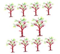 Healifty 10PCS Miniature Plastic Trees High with Flower Details for Sand Table Landscape DIY Model Scenery Decor Lightweight Realistic Miniature Fake Trees