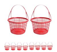 Healifty 10pcs Plastic Garden Basket with Handle Lightweight Hollow out Mesh Design Large Open Storage for Vegetable and Fruits Picking Easy to Find Items
