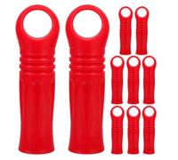 Healifty 10pcs Plastic Mop Handle Grip Replacement for Mop Handles and Brooms, Red Sturdy Pole End Sleeve with Comfortable Grip and Stylish Modern Design, for Homes and Cleaning Different