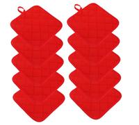 Healifty 10pcs Quilted Kitchen Pads Red Cotton Pad Holders for Hot Pans Heat Resistant Baking Pot Holders Squares Reusable Hot Mats
