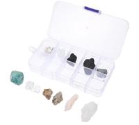 Healifty 10pcs Rock and Mineral Specimen Set with Display Box, Natural Crystal Stones Educational Geology Kit for Primary School Science Teaching and Classroom Use