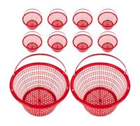 Healifty 10pcs Round Plastic Fruit Picker Basket with Handle, Lightweight and Portable for Strawberries and Bayberries, for Home and Shop Use, Holds A Large Quantity of Fruits