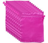 Healifty 10pcs Satin Wig Bags with Drawstring Closure Soft Lightweight Wig Storage Pouches for Travel and Home Protective Dust Storage Bags Portable Rose Red