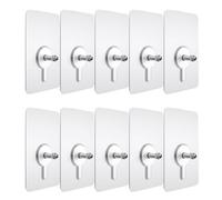 Healifty 10pcs Self Adhesive Acrylic Wall Hooks Strong Multi-Functional Hooks for Picture Frames and Umbrella on Solid Walls in Kitchen and Home