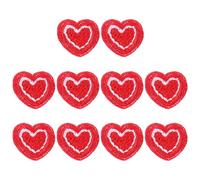 Healifty 10pcs Sewing Patches Cloth Patch Heart Shape Red Non-Woven Fabric Creative Fashionable Embroidered Applique for Bags Hats Decoration Repair