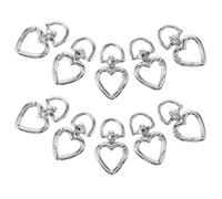 Healifty 10pcs Small Silver Heart Shaped Spring Clasps Metal Keyring Buckles Carabiner Connectors for Backpack Keychain Bag DIY Accessories