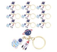 Healifty 10pcs Space Theme Keychains Set Mini Astronaut and Rocket Ship Charms, Backpack Accessories for Birthday Party Favors, Easter Stocking Stuffers, Outer Space Goodie Bag Fillers