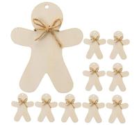 Healifty 10pcs Wooden Christmas Tree Hanging Ornaments Set with Gingerbread Man Cutouts, DIY Unfinished Wood Tags with 60Cm Hanging Strings for Xmas Party Decorations and Tree Pendants