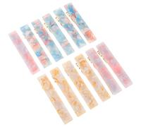 Healifty 12 Pcs Vintage Acetate Leopard Print Hair Barrettes for Women, Retro Marble Pattern Long Clip Set in Yellow, Sky Blue, and Light Purple, Lightweight Hair Styling Accessories