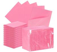 Healifty 125pcs Dental Bibs, Pink Disposable Aprons for Adults, 18 x 13.2 inches Disposable Dentist Bibs, 3 Ply Waterproof, Tattoo Bibs for Nail Table