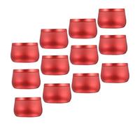 Healifty 12oz Red round Tinplate Candy Jar with Airtight Seal 12pcs, Large Capacity Tea Canister and Jewelry Storage Container for Kitchen, Crafts, and Home Organization