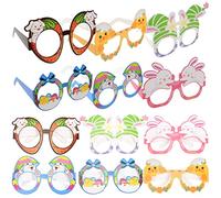 Healifty 12pcs Bunny Glasses Easter Themed Party Eyewear Lightweight Paper Props for Photo Booth and Carnival Activities Easter Supplies and Decorations