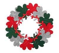 Healifty 12pcs Christmas Felt Four Leaf Clover Wallets Bulk Red Green Gray Small Cash and Card Holders Portable Money Clips for Holiday Presents and Travel