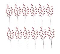 Healifty 12pcs Faux Red Berry Stems Christmas Tree Decorations Lightweight Foam Frosted Berries for Wreath Garland Holiday Centerpieces Reusable Festive Picks